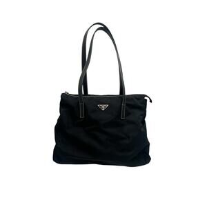 Vintage PRADA Milano Black Nylon Shoulder Bag Tote - Classic